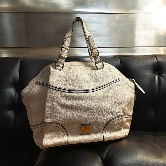 MCM White Leather Satchel Bag Large - Picture 1 of 11